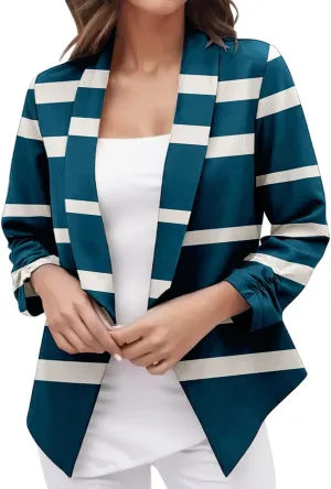 2023 Casual Blazer Jacket for Women Trendy Long Sleeve Open Front Work Office Blazers Lapel Button Business Jacket Coats