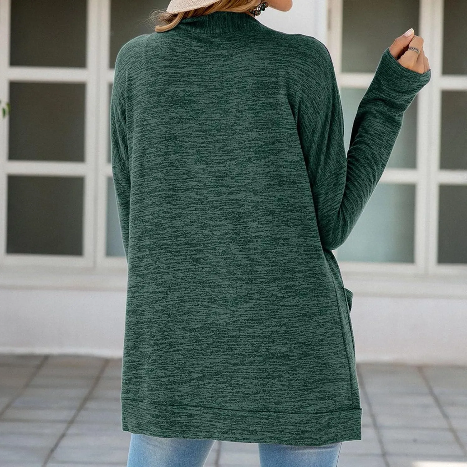 2023 Women's Draped Front Open Cardigan Casual Lightweight Coat Long Sleeve Cardigans Sweaters Duster Fall Long Jacket