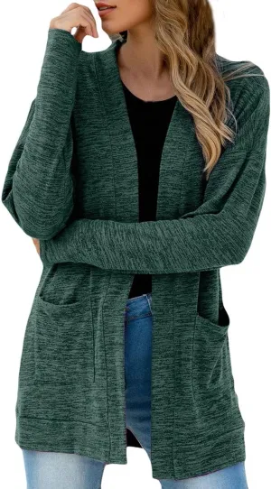 2023 Women's Draped Front Open Cardigan Casual Lightweight Coat Long Sleeve Cardigans Sweaters Duster Fall Long Jacket