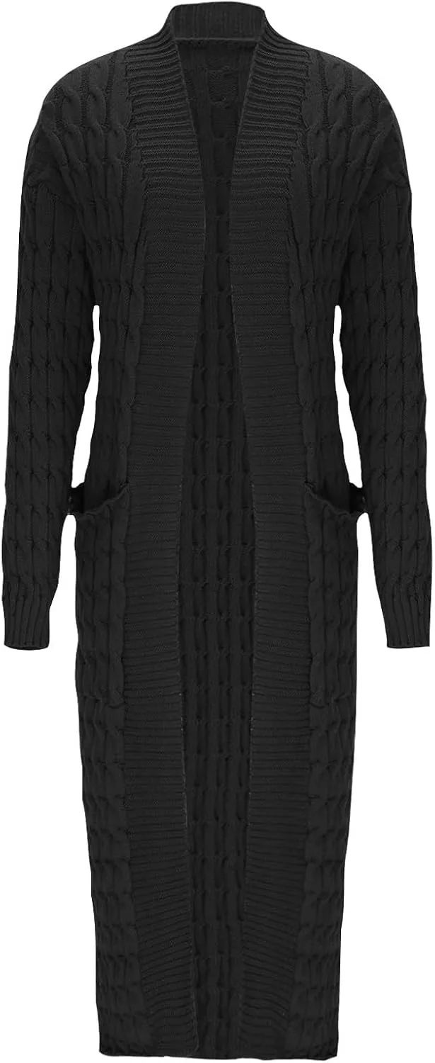 2024 Sweaters Cardigan For Women Casual Slouchy Long Sleeve Open Front Long Cardigan Chunky Warm Open Front Knit Coat