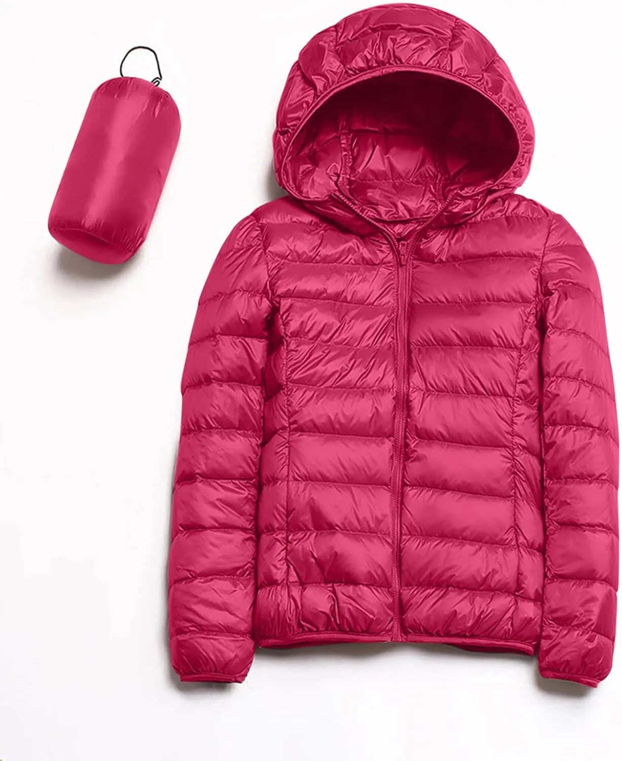 2024 Women's Hooded Packable Puffer Jackets Winter Lightweight Warm Down Coats Trendy Slim Fit Windproof Duck Down Outwear