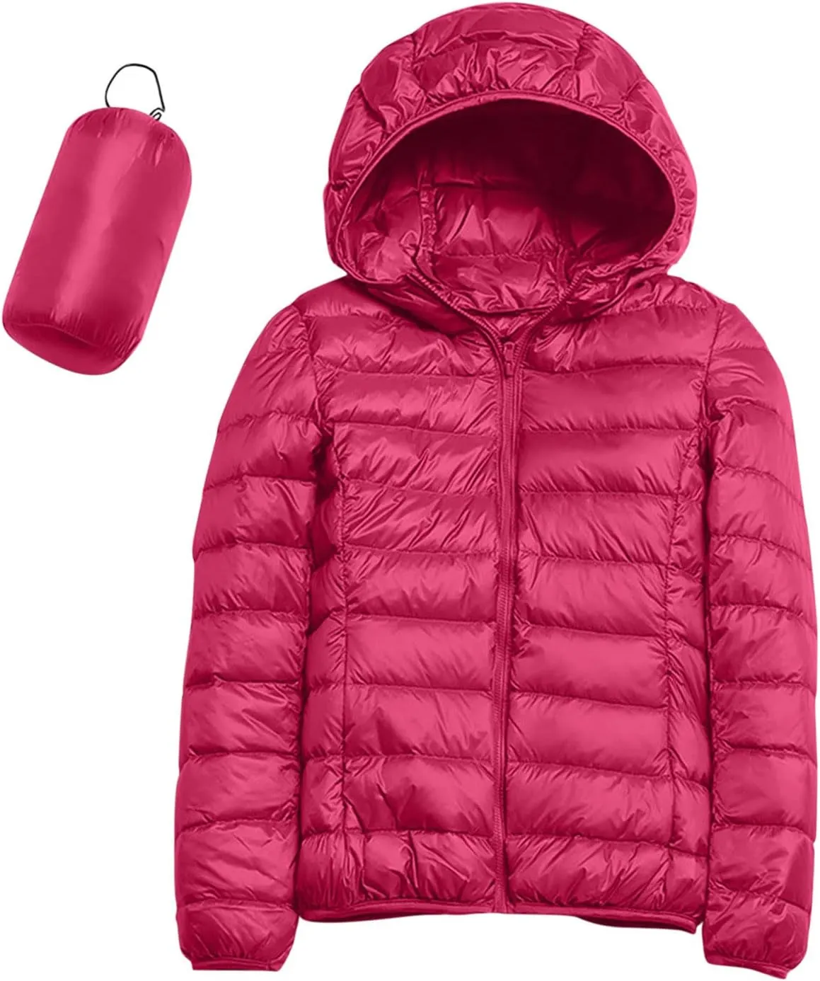 2024 Women's Hooded Packable Puffer Jackets Winter Lightweight Warm Down Coats Trendy Slim Fit Windproof Duck Down Outwear