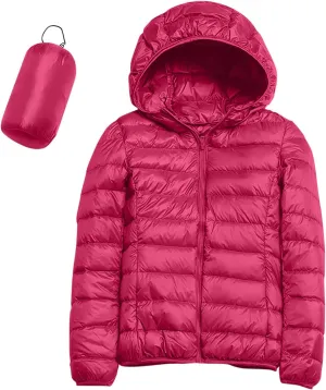 2024 Women's Hooded Packable Puffer Jackets Winter Lightweight Warm Down Coats Trendy Slim Fit Windproof Duck Down Outwear
