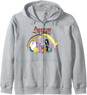 Adventure Time Classic Rainbow Unicorn Group Shot Zip Hoodie