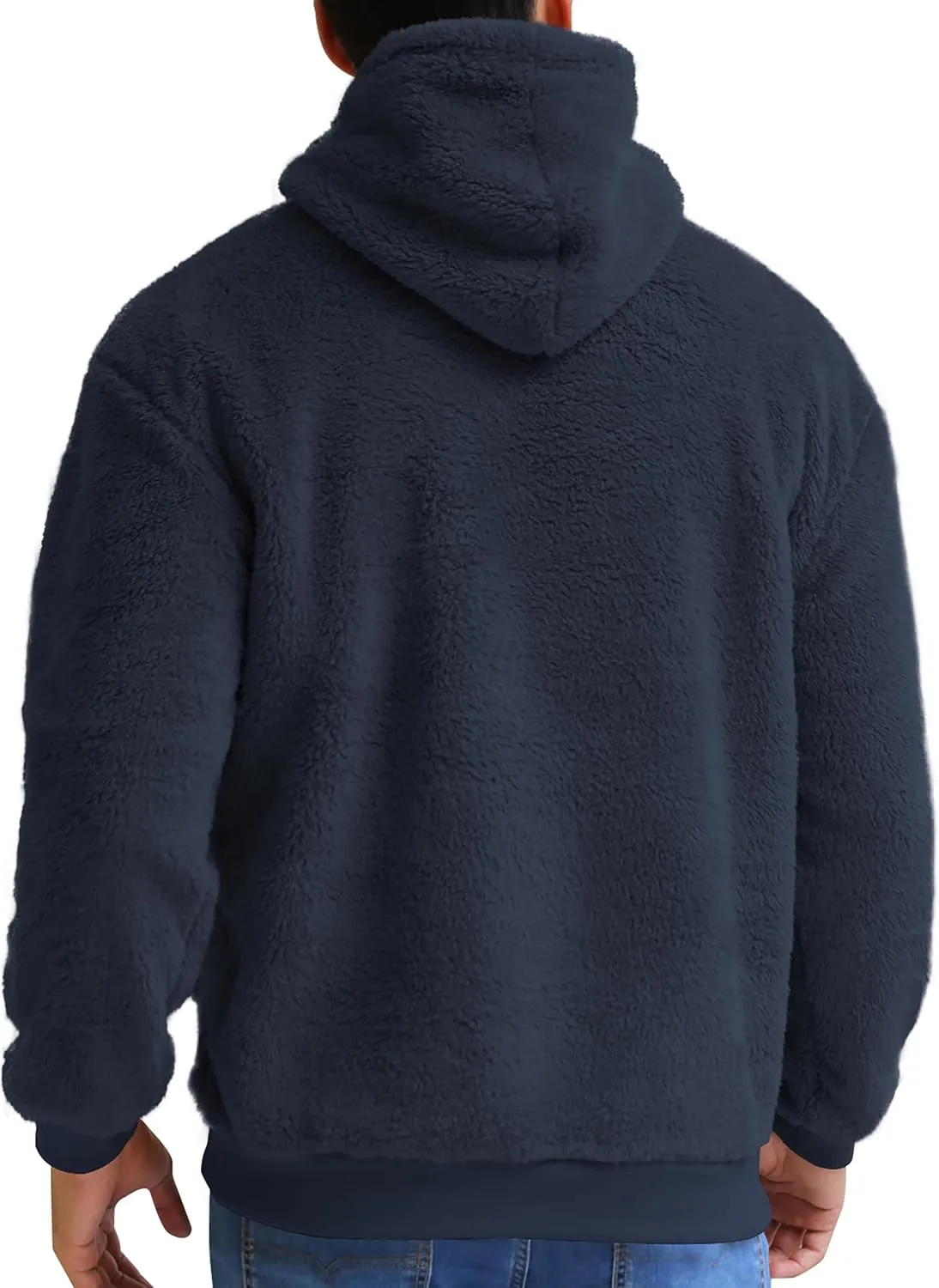 Aimeilgot Mens Hoodie Sherpa Fuzzy Soft Casual Sweatshirts Long Sleeve Classic Pullover Drawstring Hooded Outwear with Pocket
