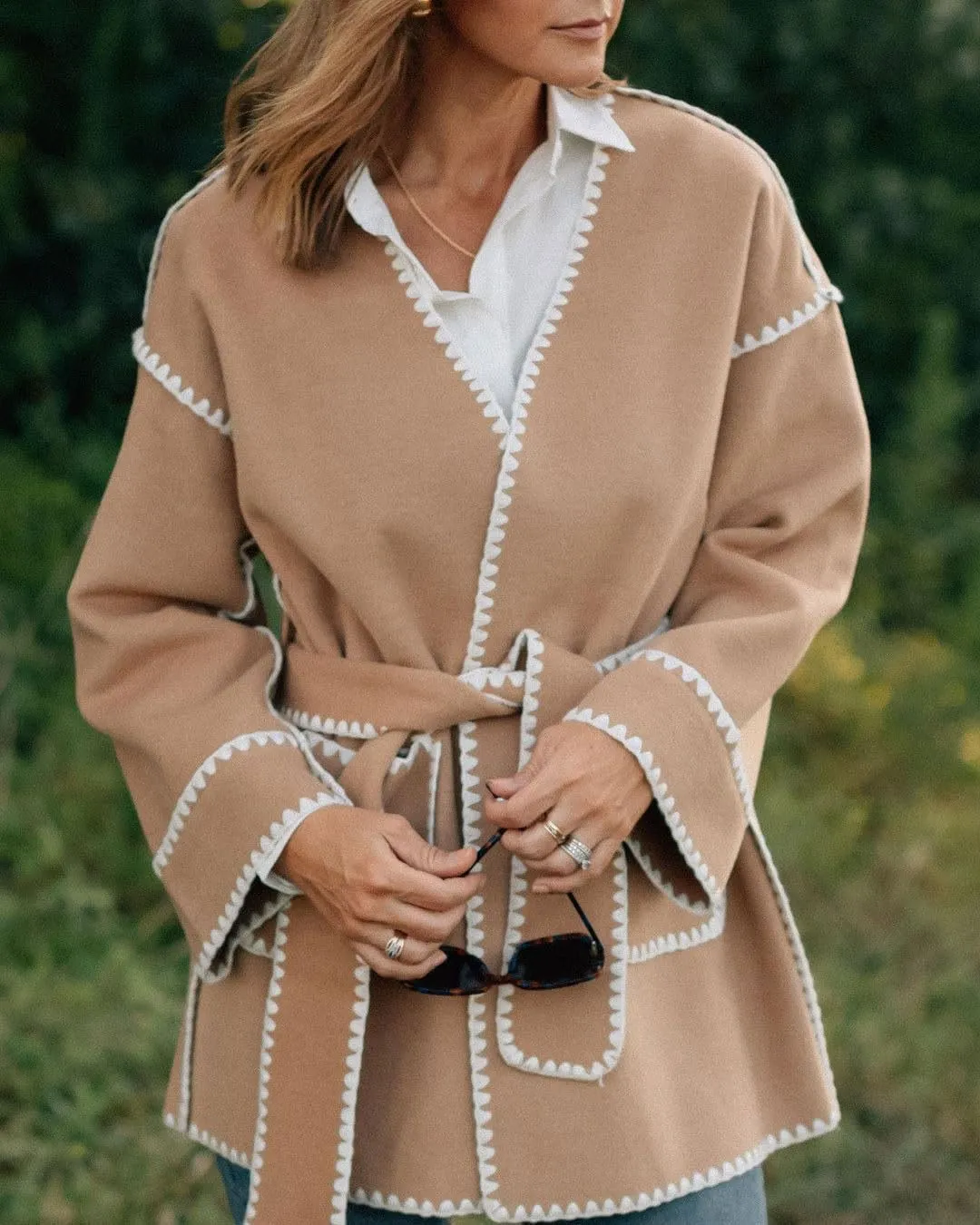 Bengbobar Womens Pea Coat Long Faux Wool Trench Coat Fall Winter Overcoat Notch Lapel with Pocket Elegant Jacket Cardigan