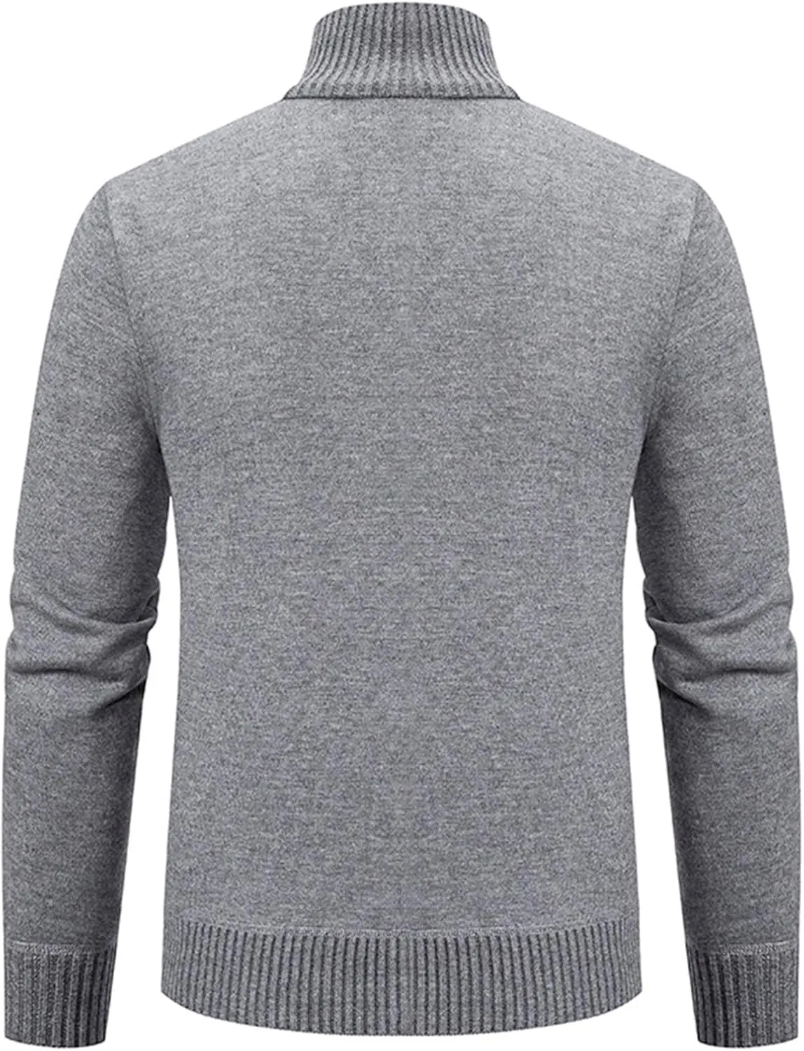BIFUTON Mens Cardigan Sweater, Men's Full Zip Cardigan Sweater Slim Fit Cable Knitted Stand Collar Sweater Fleece Lined Coats