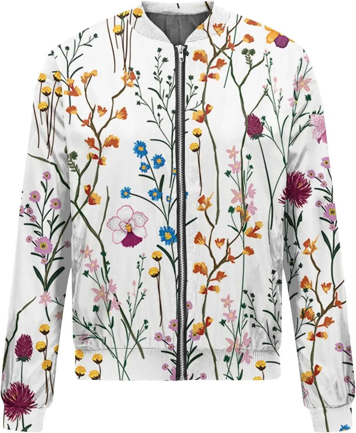 Bomber Jacket Gifts for Women Fashion Floral Pattern Coat Lightweight Zip Up Outwears Fall Winter Heated Jacket