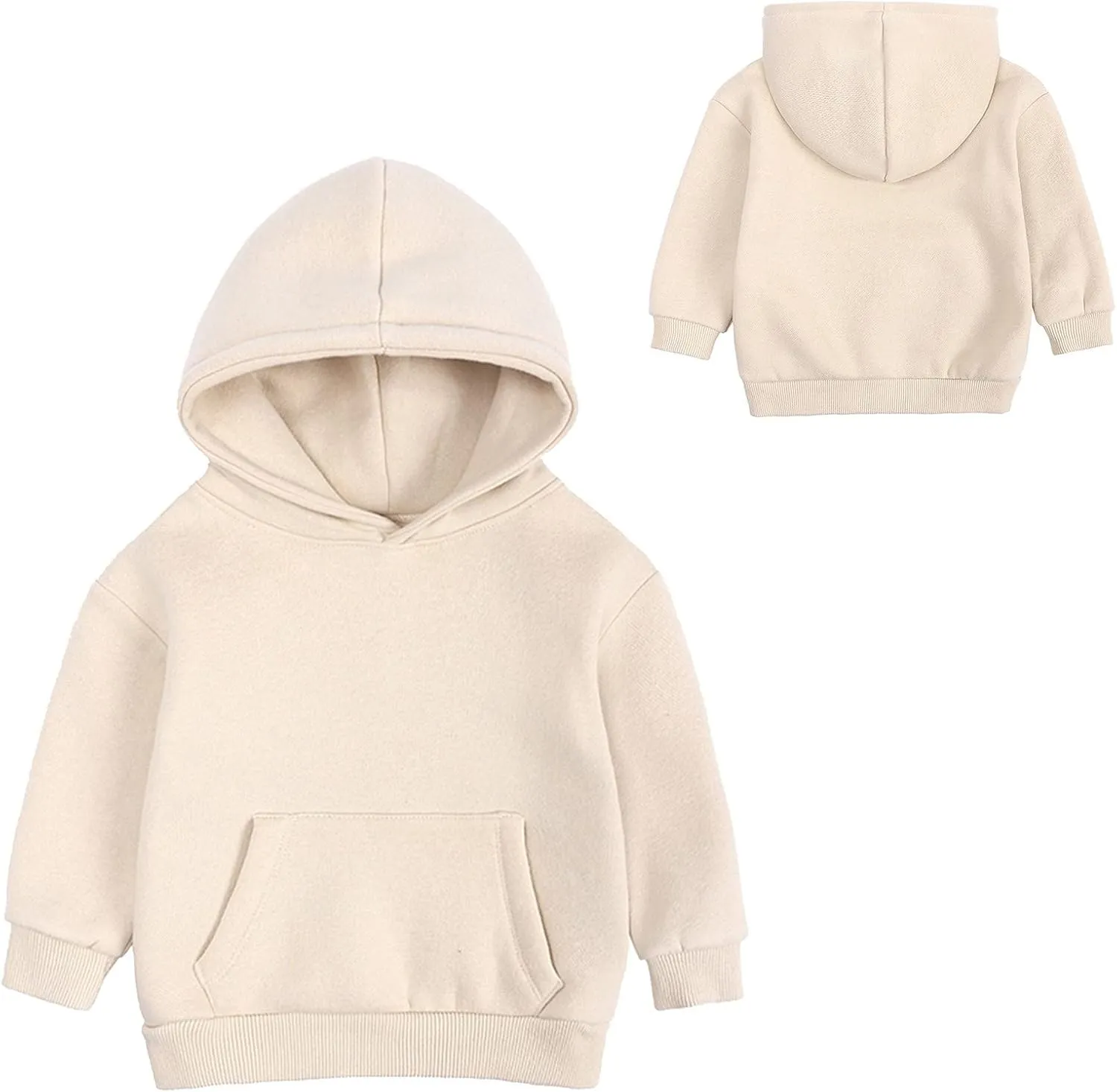 Boys and Toddlers' Fleece Pullover Casual Pocket Solid Hoodie Sweatshirts Infant Kids Girls Sport Long Sleeve Tops