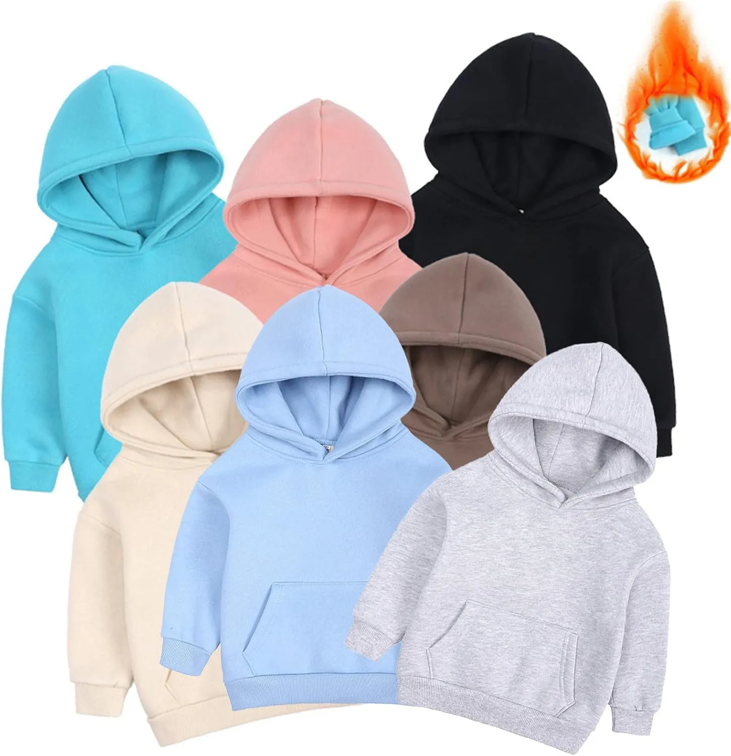 Boys and Toddlers' Fleece Pullover Casual Pocket Solid Hoodie Sweatshirts Infant Kids Girls Sport Long Sleeve Tops