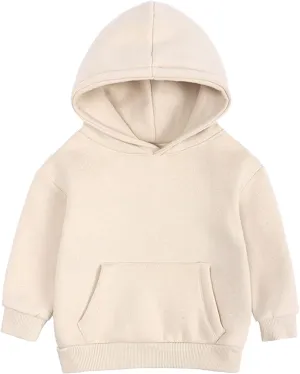 Boys and Toddlers' Fleece Pullover Casual Pocket Solid Hoodie Sweatshirts Infant Kids Girls Sport Long Sleeve Tops