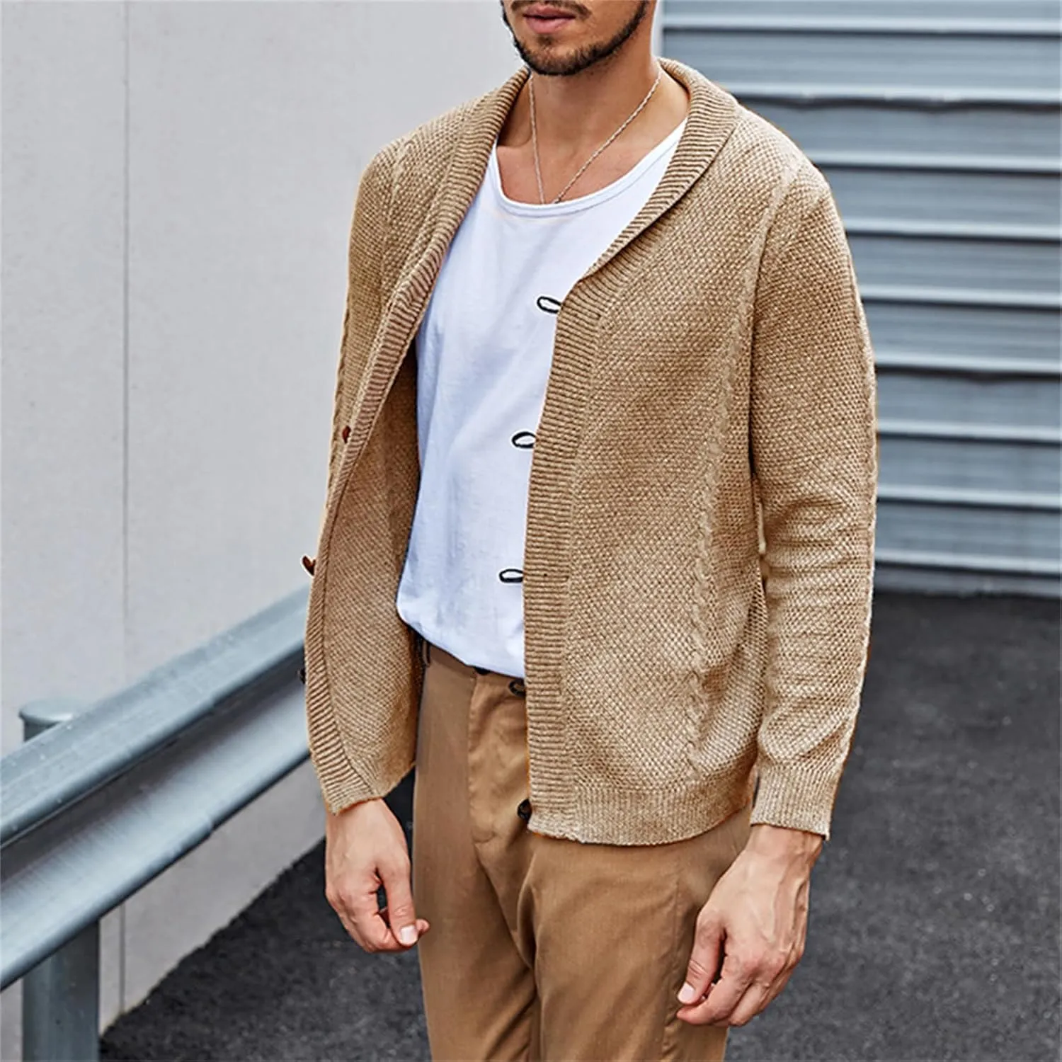 Button Down Cardigan for Men Lightweight Sweaters Cable Knit Sweater Long Sleeve Casual Shirts Oversized Fall Coat