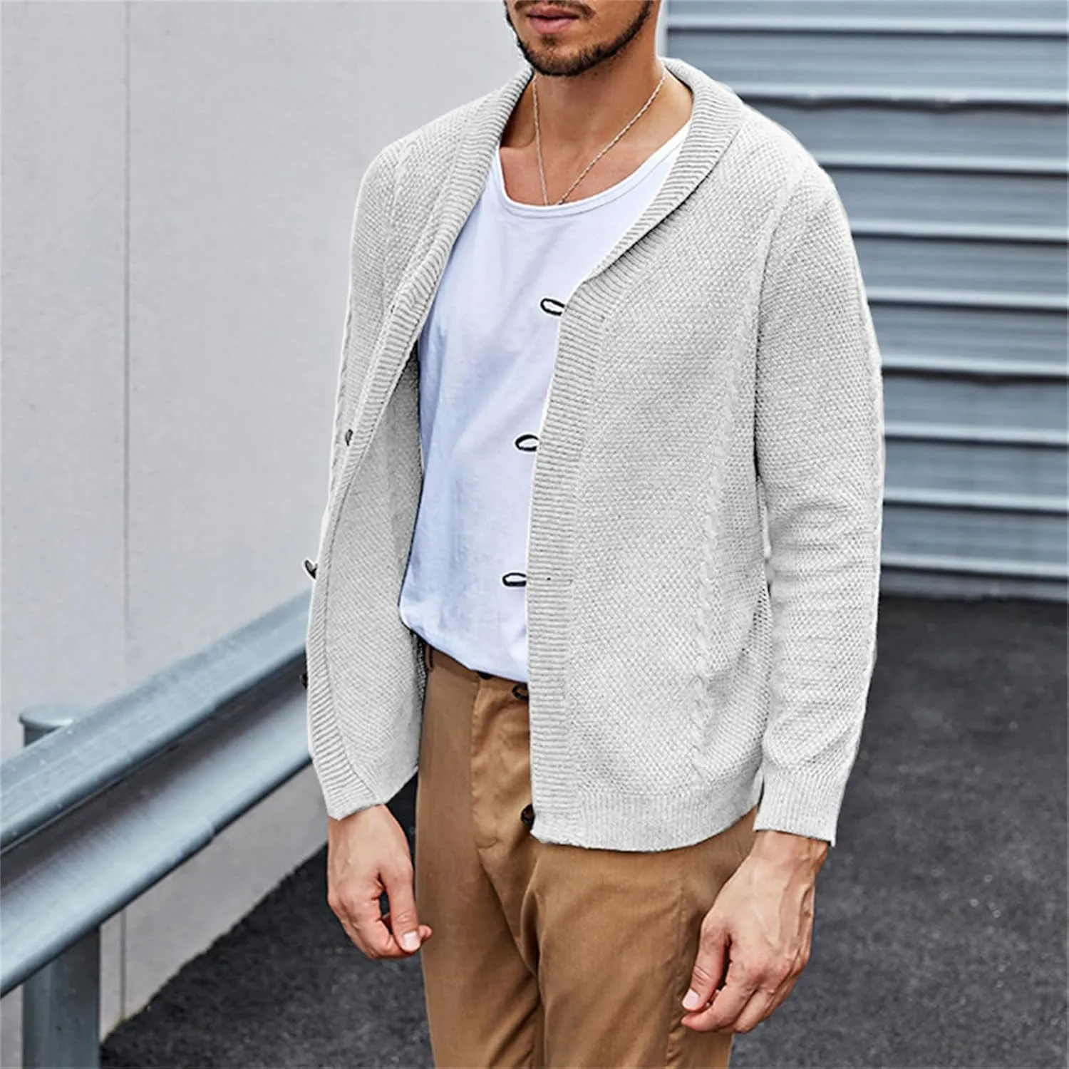 Button Down Cardigan for Men Lightweight Sweaters Cable Knit Sweater Long Sleeve Casual Shirts Oversized Fall Coat