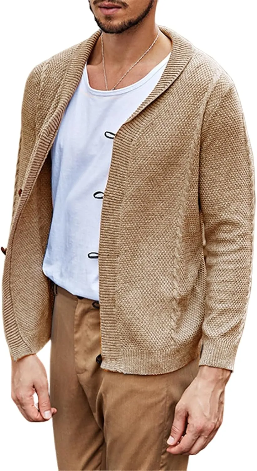 Button Down Cardigan for Men Lightweight Sweaters Cable Knit Sweater Long Sleeve Casual Shirts Oversized Fall Coat