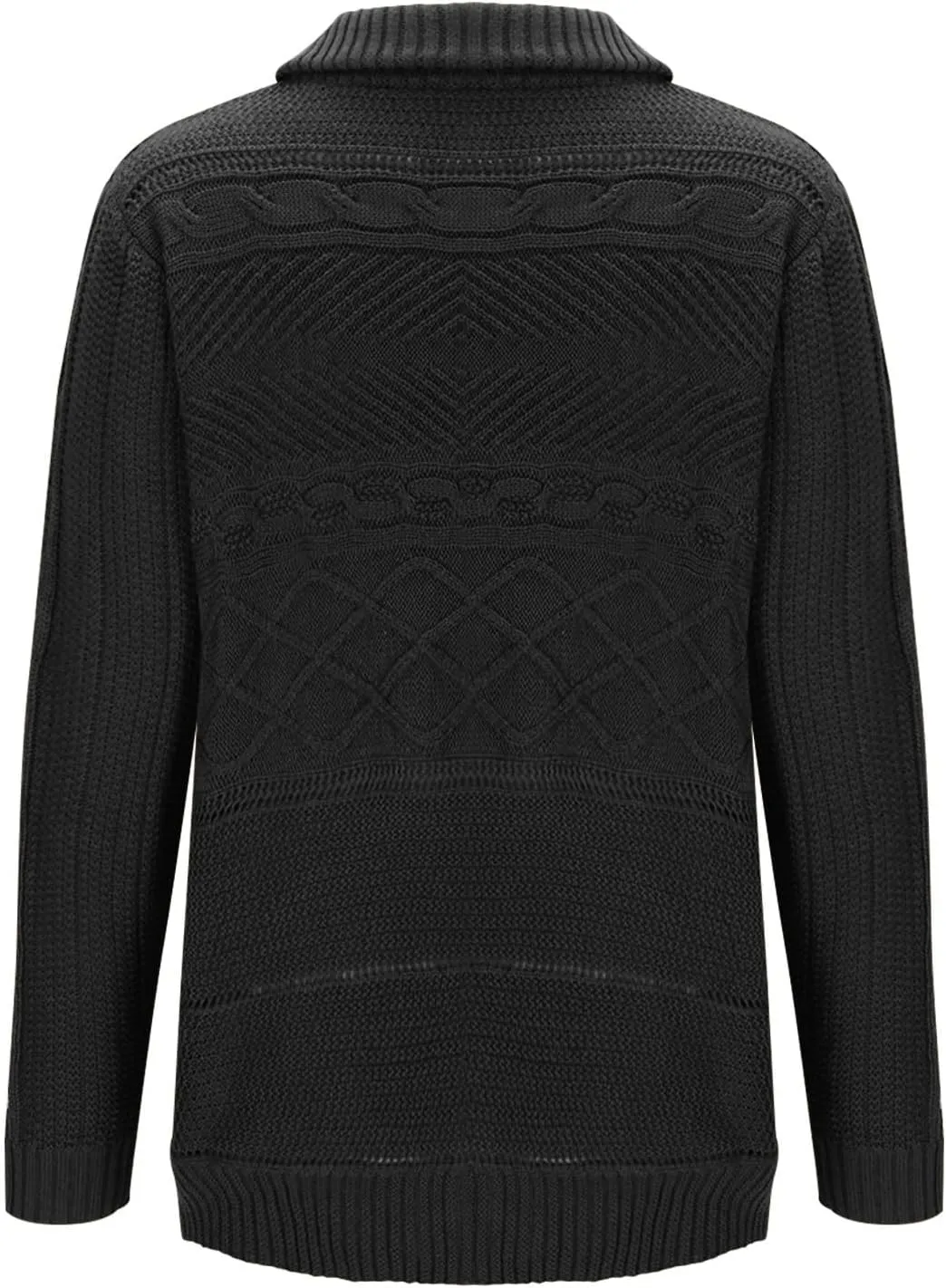 Cable Chunky Knit Cardigans Men's Turtleneck Cable Knitted Zip Button Front Long Sleeve Cardigan Slim Fit Sweater