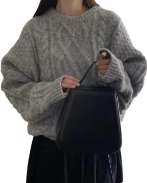 Cable Knit Sweater Women Chunky Knit Sweater Y2k Oversized Sweaters Fall Tops 2024 Trendy Pullover Sweaters