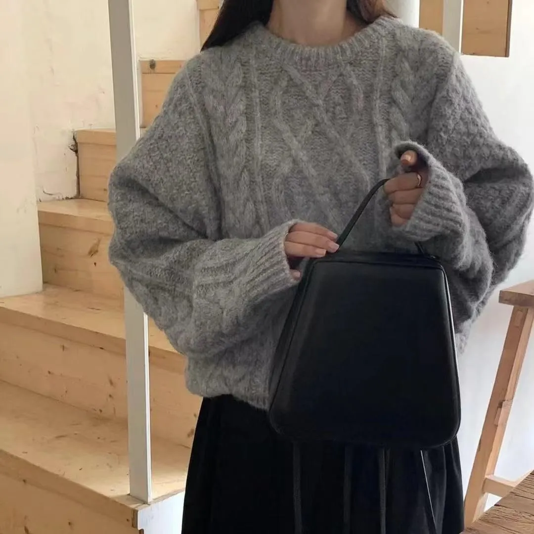 Cable Knit Sweater Women Chunky Knit Sweater Y2k Oversized Sweaters Fall Tops 2024 Trendy Pullover Sweaters