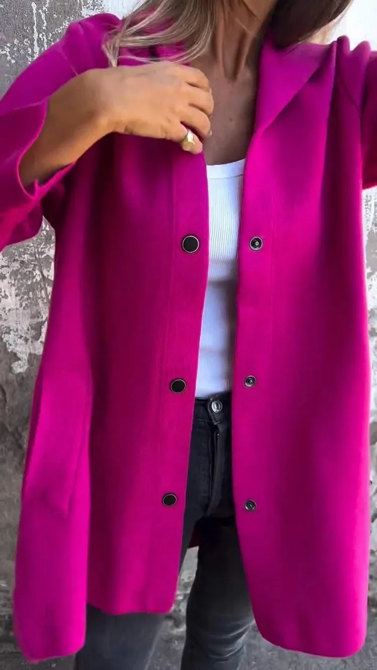 Canbebig Long Coats Women Button Down Casual Jackets Oversized Long Sleeve Trench Coats Solid Color Jackets with Pockets