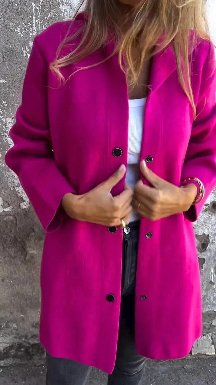 Canbebig Long Coats Women Button Down Casual Jackets Oversized Long Sleeve Trench Coats Solid Color Jackets with Pockets