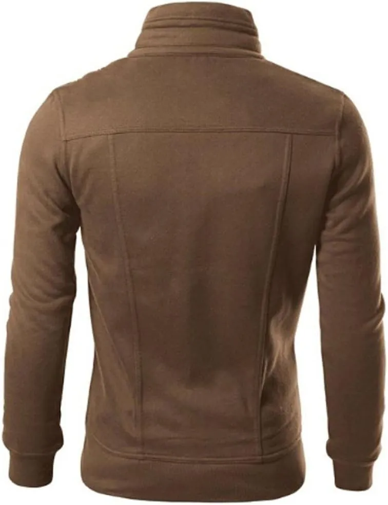 Cardigan Coat for Men Zipper Closuer Button Decorated Jackets Retro Style Outerwear Lapel Outerwear