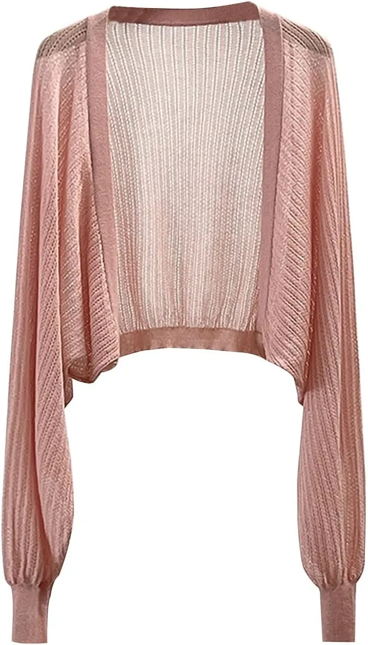Cardigan for Women Open Front Sun Knit Thin Ice Silk Coat Shawl,Long Sleeve Lightweight Cardigan Bolero Shrug