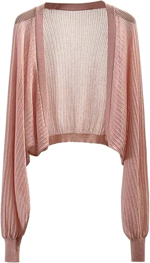 Cardigan for Women Open Front Sun Knit Thin Ice Silk Coat Shawl,Long Sleeve Lightweight Cardigan Bolero Shrug