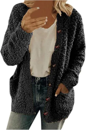 Cardigan Sweater For Women Long Sleeve Open Front Oversized Jackets Chunky Knit Sweaters Button Fall Coat With Pocket