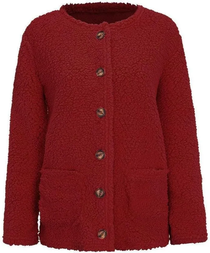 Cardigan Sweater For Women Long Sleeve Open Front Oversized Jackets Chunky Knit Sweaters Button Fall Coat With Pocket