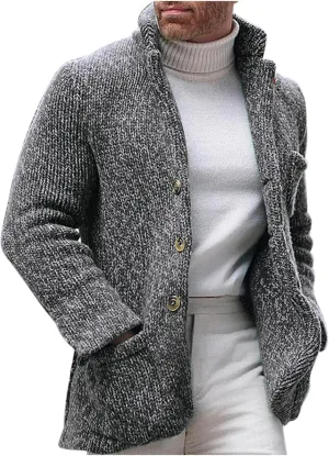 Cardigan Sweaters for Men Business Cardigans Button Down Fllece Shirts Long Sleeve Warm Tops Fall Trendy Sweaters