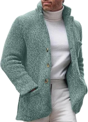 Cardigan Sweaters for Men Business Cardigans Button Down Fllece Shirts Long Sleeve Warm Tops Fall Trendy Sweaters