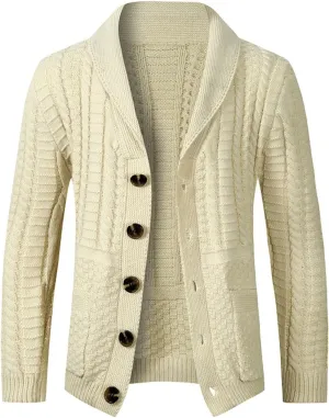 Cardigan Sweaters for Men Button Down Cardigan Jacket Shawl Collar Sweater Plus Size Knit Cardigan Vintage Sweaters