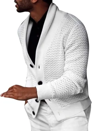 Cardigan Sweaters for Men Lightweight Button Down Long Sleeve Knitted Loose Fit Top Fall Stretch Gym Sportswear