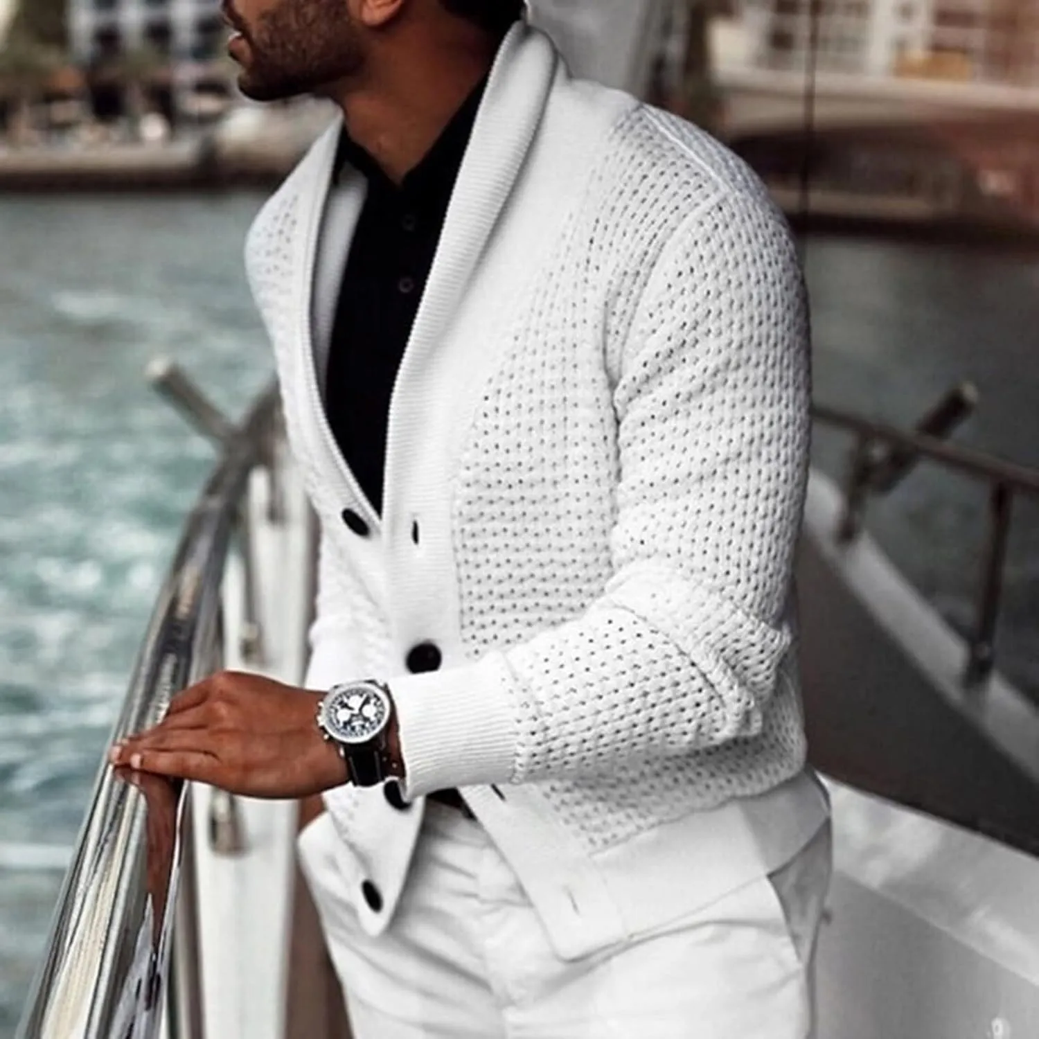 Cardigan Sweaters for Men Lightweight Button Down Long Sleeve Knitted Loose Fit Top Fall Stretch Gym Sportswear