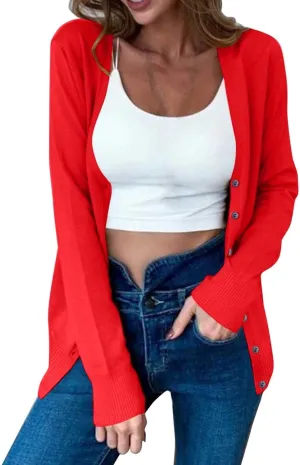 Cardigan Sweaters for Women Button Down Open Front Cardigans Long Sleeve Lightweight Knit Jacket Outwear Fall Outfits