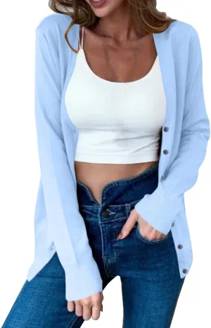 Cardigan Sweaters for Women Button Down Open Front Cardigans Long Sleeve Lightweight Knit Jacket Outwear Fall Outfits
