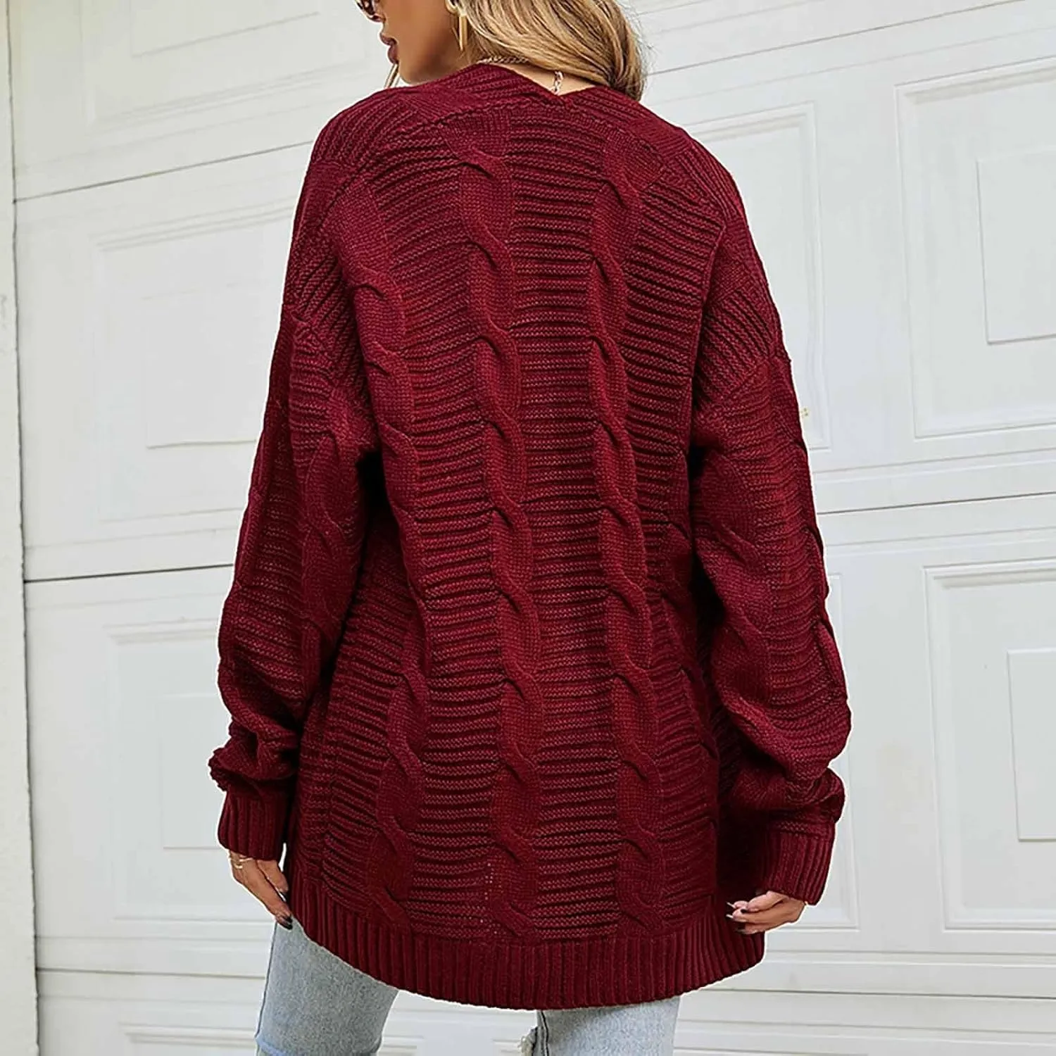 Cardigan Sweaters for Women Long Sleeve Open Front Cable Knit Cardigans with Pockets Dressy Casual Cozy Sweater Coats