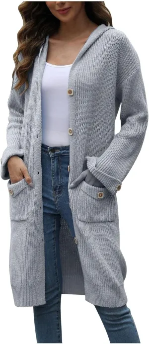 Cardigan Sweaters For Women Soft Fashion Button Down Open Front Long Sweaters Loungewear Knit Overcoats With Pockets
