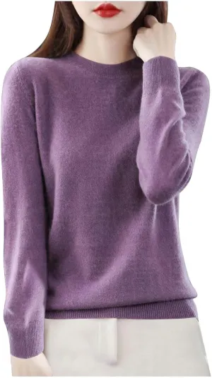 Cashmere Sweaters for Women Fashion Soft Warm Pullover Sweaters Casual Crewneck Sweater Dressy Long Sleeve Sweaters