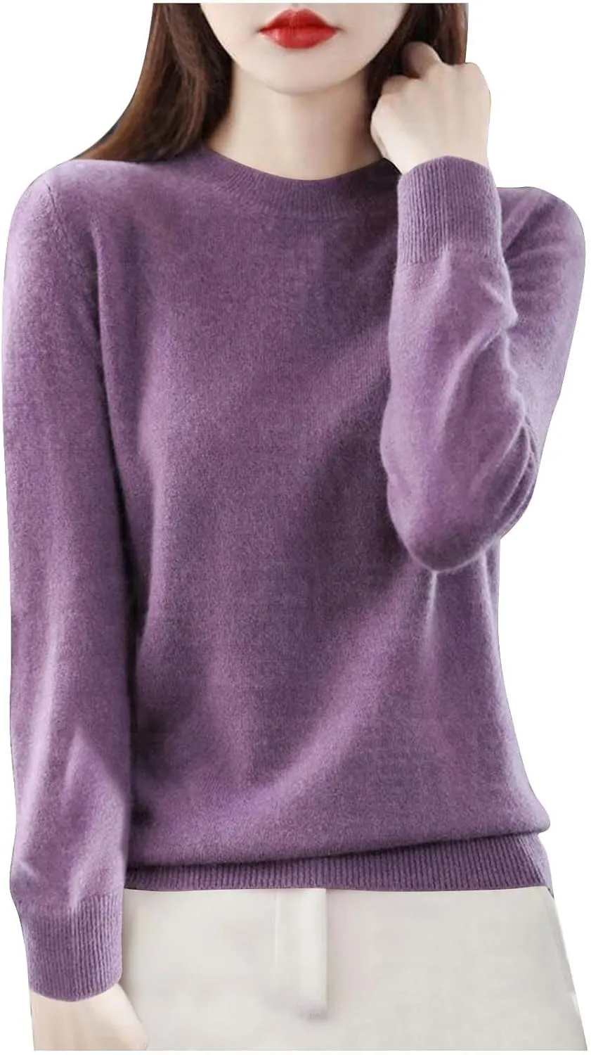 Cashmere Sweaters for Women Fashion Soft Warm Pullover Sweaters Casual Crewneck Sweater Dressy Long Sleeve Sweaters