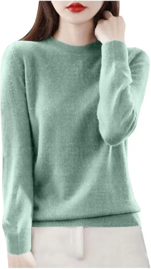 Cashmere Sweaters for Women Fashion Soft Warm Pullover Sweaters Casual Crewneck Sweater Dressy Long Sleeve Sweaters