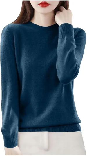 Cashmere Sweaters for Women Fashion Soft Warm Pullover Sweaters Casual Crewneck Sweater Dressy Long Sleeve Sweaters