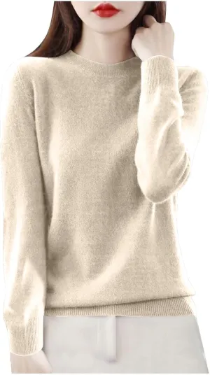 Cashmere Sweaters for Women Fashion Soft Warm Pullover Sweaters Casual Crewneck Sweater Dressy Long Sleeve Sweaters