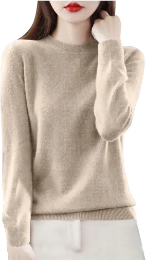 Cashmere Sweaters for Women Fashion Soft Warm Pullover Sweaters Casual Crewneck Sweater Dressy Long Sleeve Sweaters