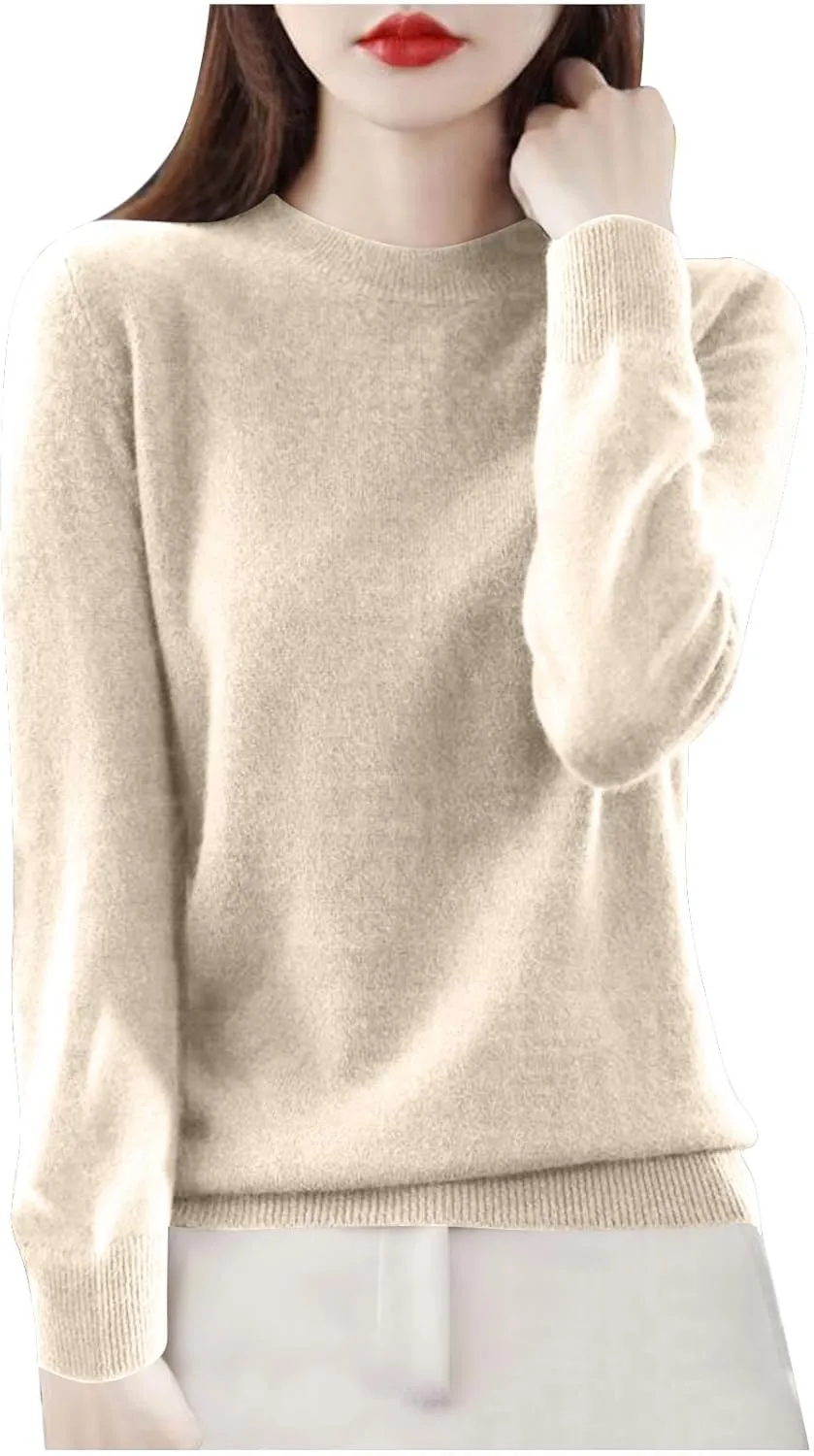 Cashmere Sweaters for Women Fashion Soft Warm Pullover Sweaters Casual Crewneck Sweater Dressy Long Sleeve Sweaters