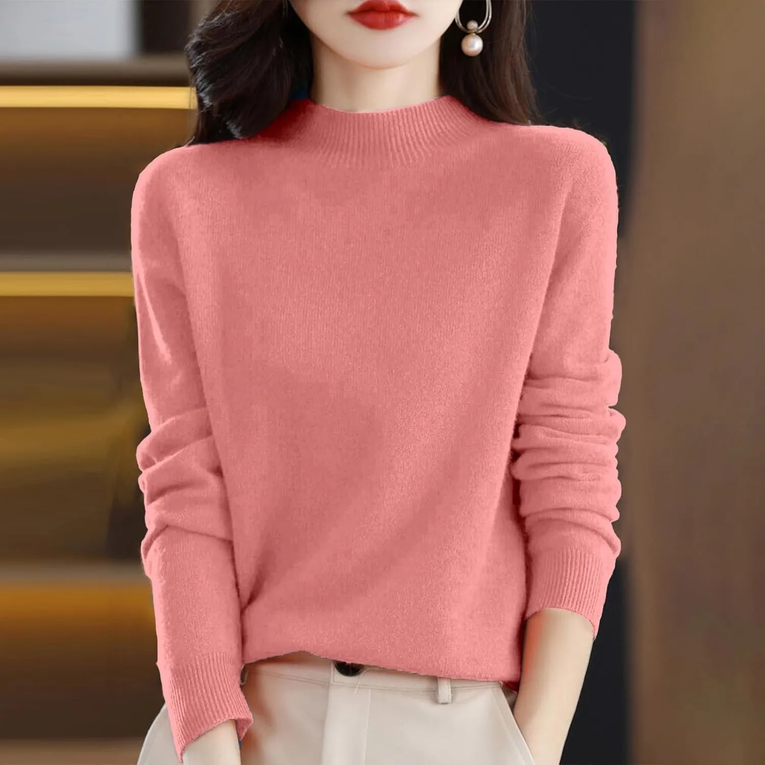 Cashmere Sweaters for Women Long Sleeve Trendy 2025 Fall Knitted Pullover Soft Warm Sweater Tops