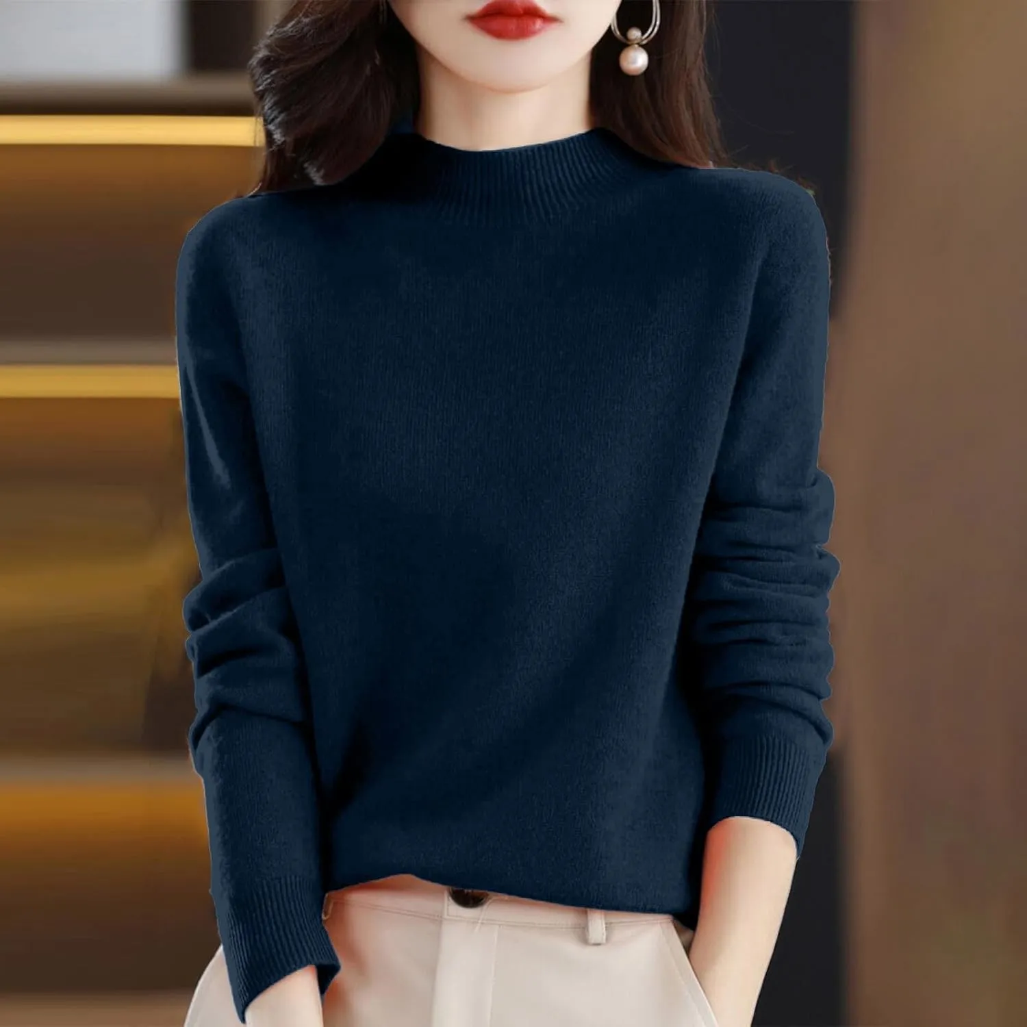 Cashmere Sweaters for Women Long Sleeve Trendy 2025 Fall Knitted Pullover Soft Warm Sweater Tops