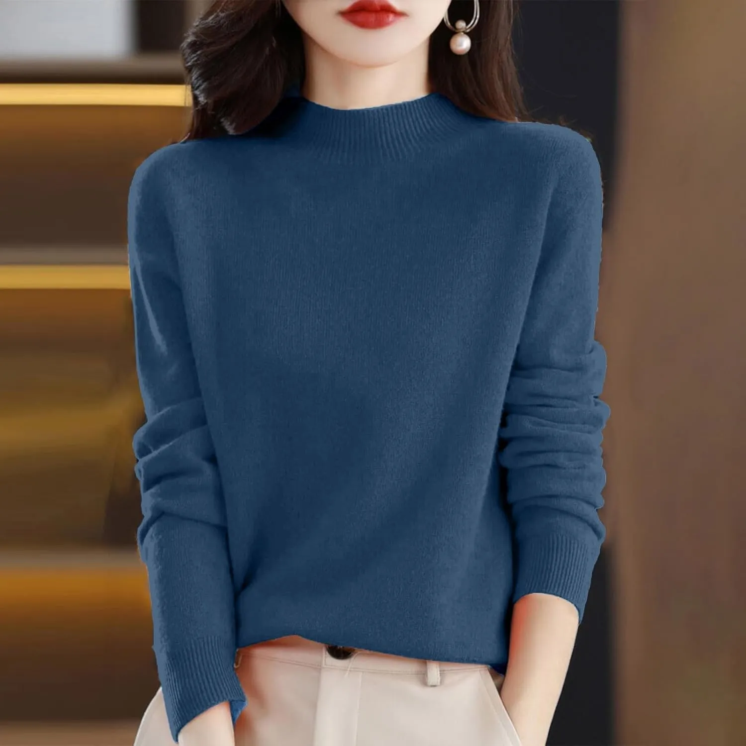 Cashmere Sweaters for Women Long Sleeve Trendy 2025 Fall Knitted Pullover Soft Warm Sweater Tops