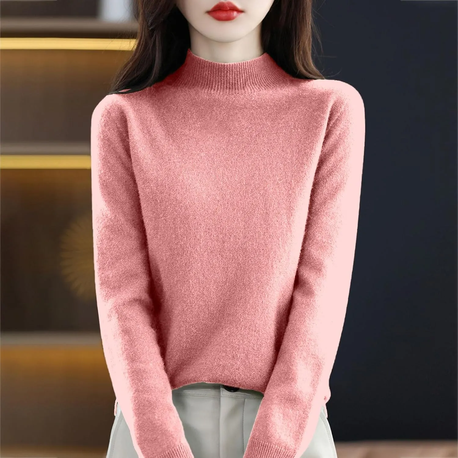 Cashmere Sweaters for Women Long Sleeve Trendy 2025 Fall Knitted Pullover Soft Warm Sweater Tops