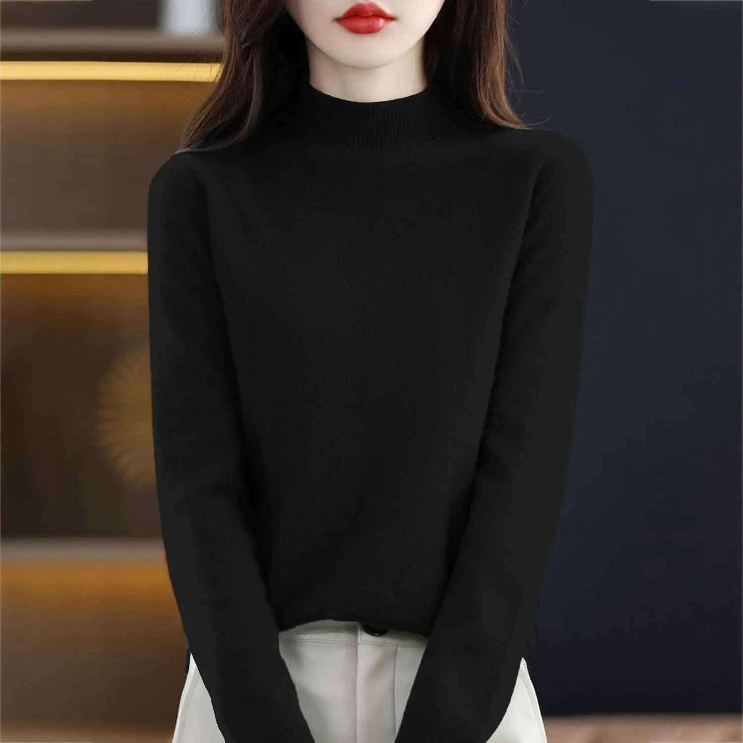 Cashmere Sweaters for Women Long Sleeve Trendy 2025 Fall Knitted Pullover Soft Warm Sweater Tops