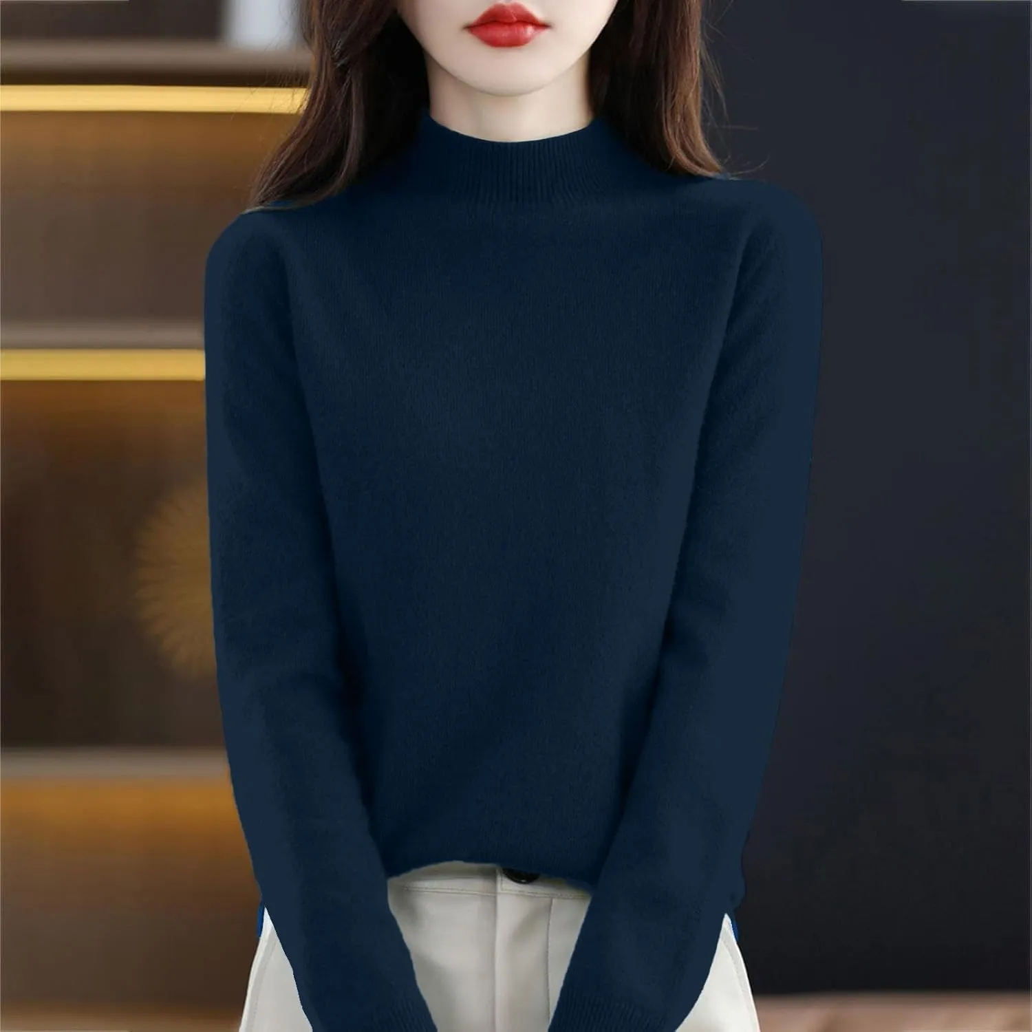 Cashmere Sweaters for Women Long Sleeve Trendy 2025 Fall Knitted Pullover Soft Warm Sweater Tops